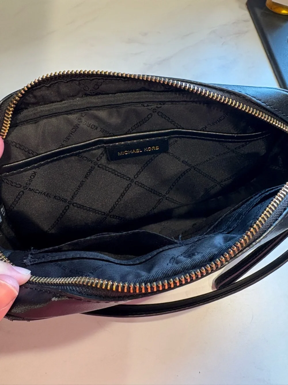 Michael Kors Brown/Gold and Black Signature MK Logo Crossbody Bag - Picture 5 of 12